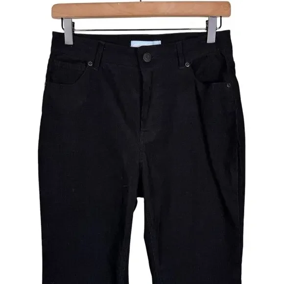 Antonio Melani Aria Black Corduroy Flare Mid Rise Classic Chino Pants - Picture 3 of 7